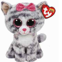 PELUCHE TY BEANIE BOOS - KIKI CHAT GRIS BOUCLE ROSE PETIT 6